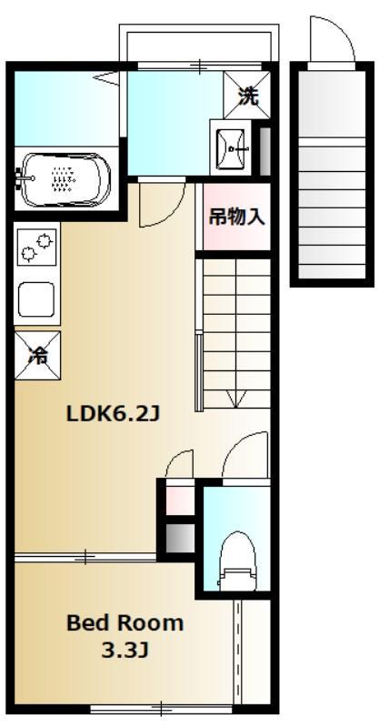 HANALEI GARDEN(1LDK/2階)の間取り写真