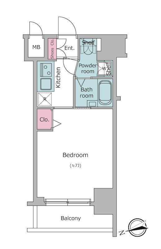 レジディア銀座東(1K/13階)の間取り写真