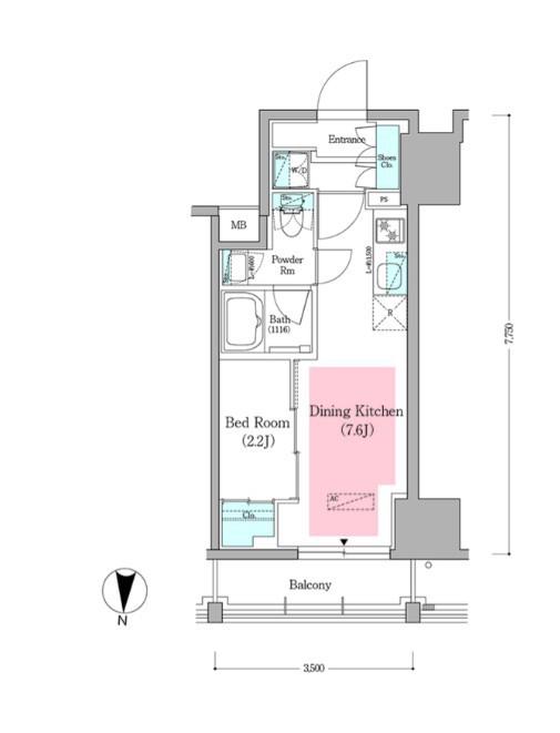 アーバネックス深川住吉Ⅲ(1DK/8階)の間取り写真