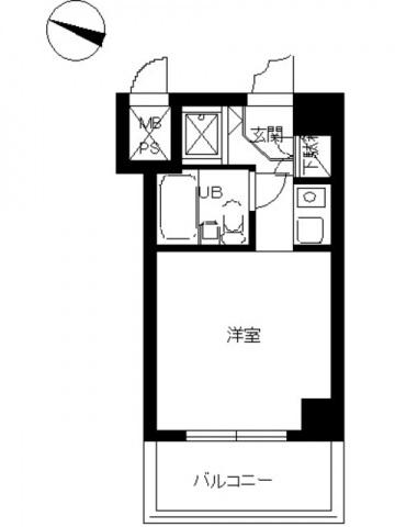 スカイコートパシフィック川崎(ワンルーム/6階)の間取り写真