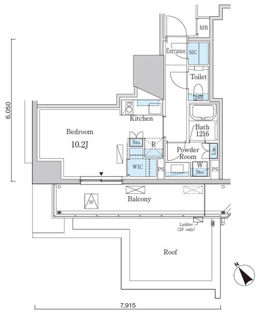 PRIME ART白金台(ワンルーム/2階)の間取り写真