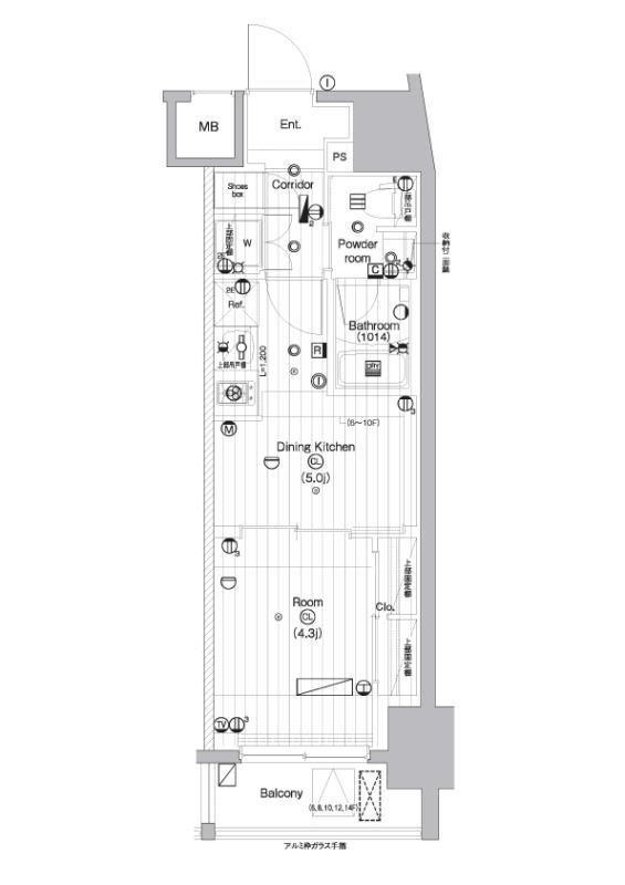 PREMIUM CUBE 亀戸(1DK/6階)の間取り写真