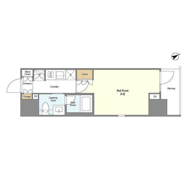 ジオエント門前仲町(1K/6階)の間取り写真