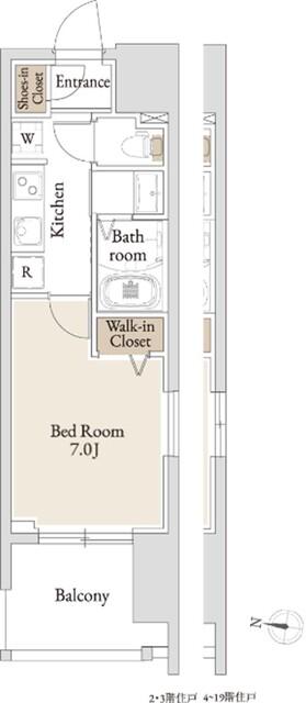 BLESS亀戸(1K/18階)の間取り写真