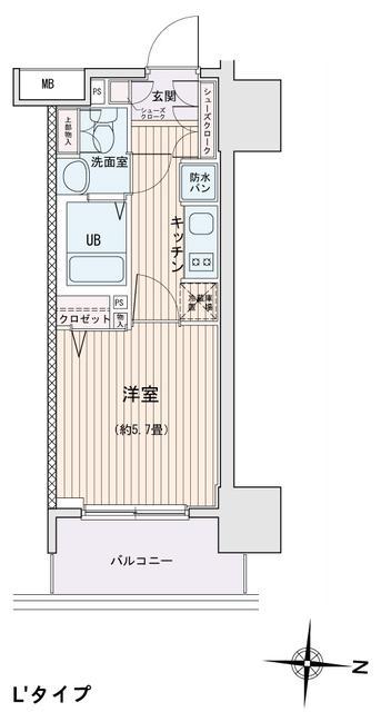エスティメゾン錦糸町2(1K/2階)の間取り写真