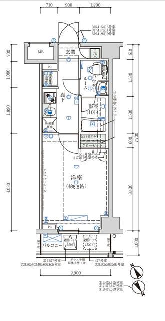 オーキッドレジデンス鶴見(1K/5階)の間取り写真