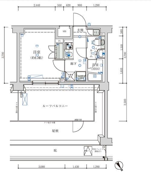 オーキッドレジデンス鶴見(1K/6階)の間取り写真