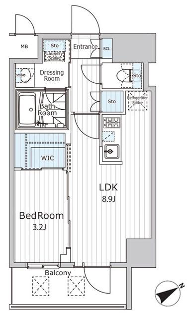 ビエラコート日本橋久松町(1LDK/11階)の間取り写真