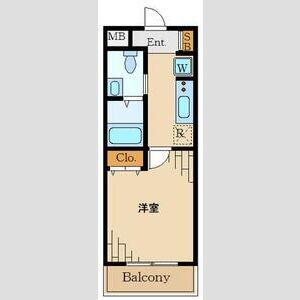 スカイコート品川御殿山イースト(1K/4階)の間取り写真
