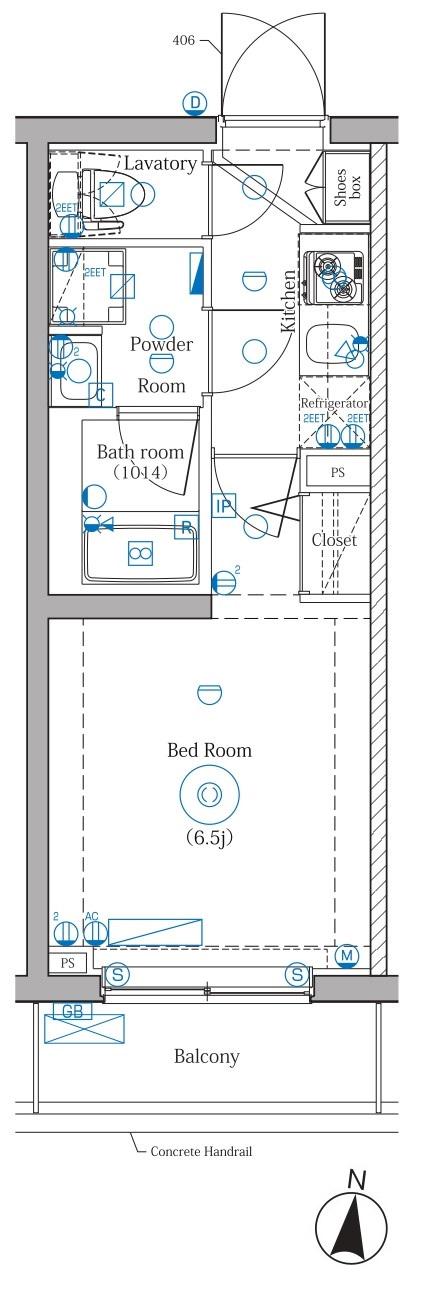 DIPS綾瀬(1K/1階)の間取り写真