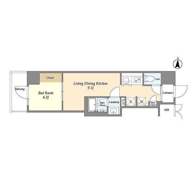 プライマルフロント菊川(1LDK/2階)の間取り写真