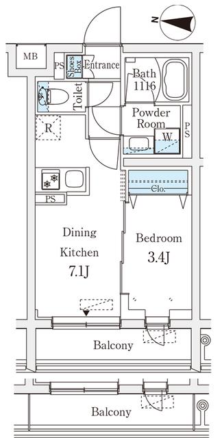 ラティエラ品川西大井(1DK/4階)の間取り写真