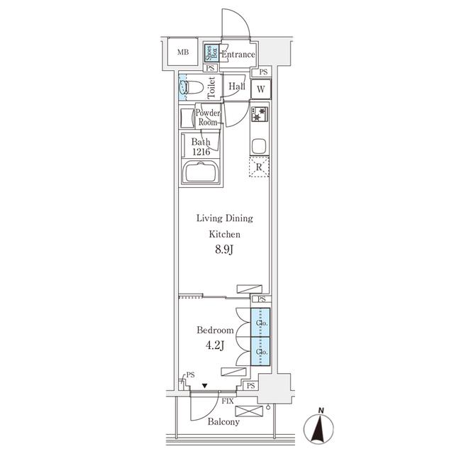 フロンティアレジデンス錦糸公園(1LDK/4階)の間取り写真