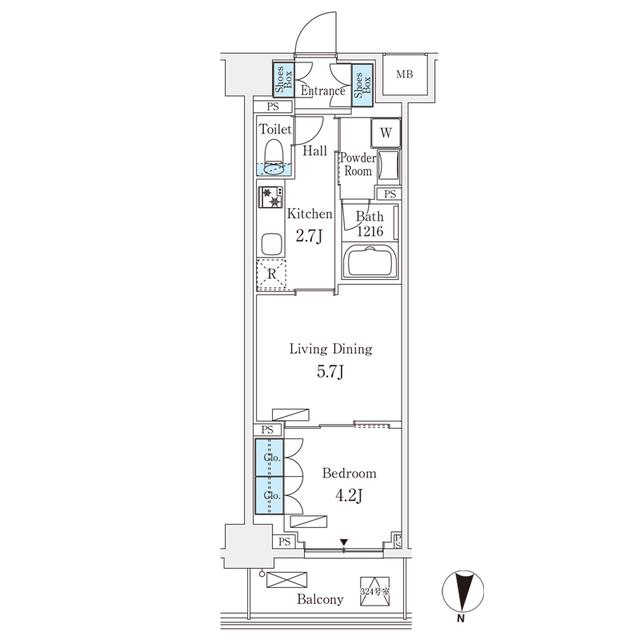 フロンティアレジデンス錦糸公園(1LDK/4階)の間取り写真