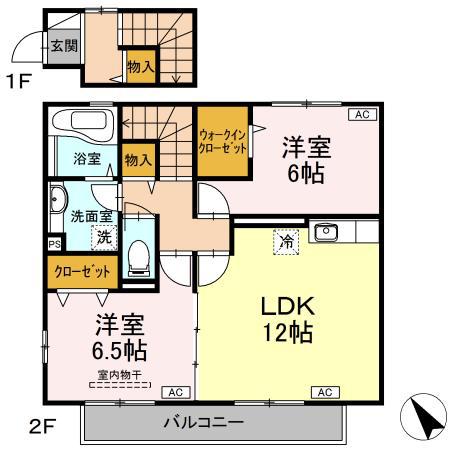 メルベーユ(2LDK/2階)の間取り写真