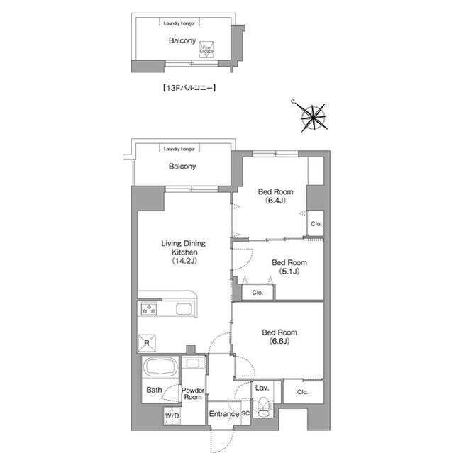 コンフォリア・リヴ豊洲キャナル(3LDK/4階)の間取り写真