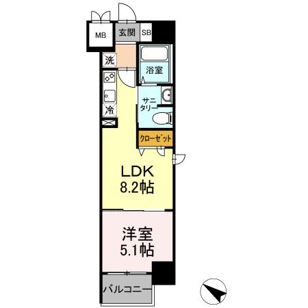TEC GREEN RESIDENCE(1LDK/4階)の間取り写真