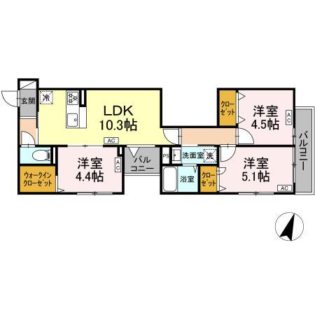 セレスティア西瑞江(3LDK/3階)の間取り写真
