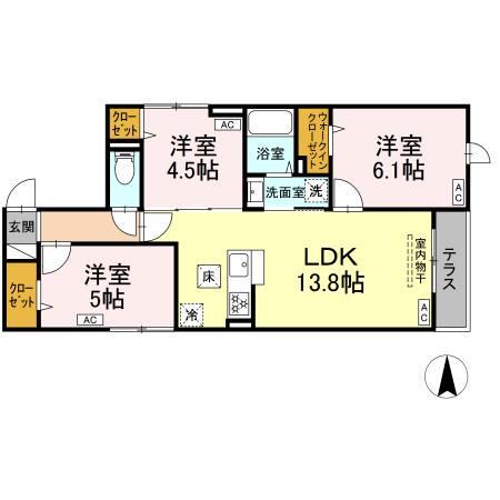 セレスティア東葛西V(3LDK/1階)の間取り写真
