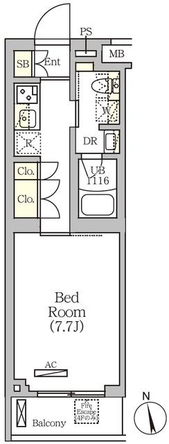 ARKMARK南品川(1K/4階)の間取り写真