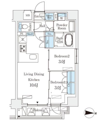 STANDZ亀戸(2LDK/3階)の間取り写真