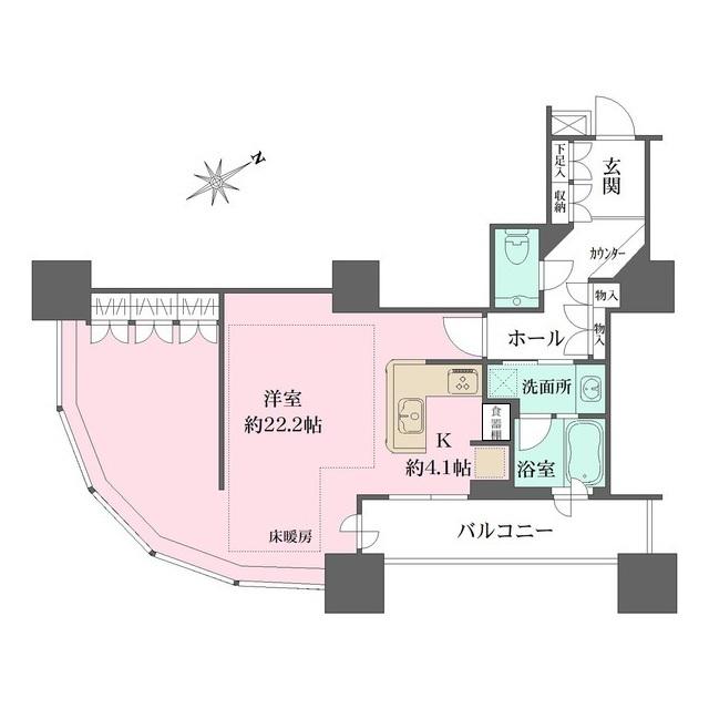 東京ツインパークスライトウィング(ワンルーム/6階)の間取り写真
