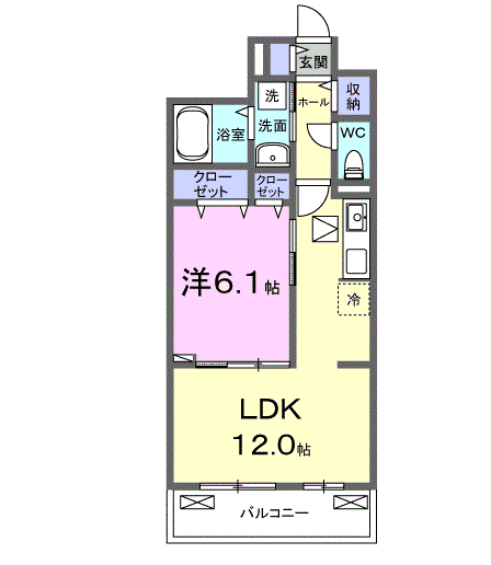 グランツ ヴァルト(1LDK/1階)の間取り写真