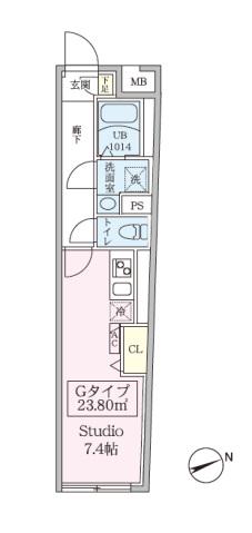 スカイコートリュクス品川大崎(ワンルーム/4階)の間取り写真