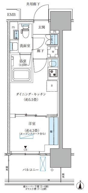 パークアクシス西大島コンフォートスクエア(1DK/9階)の間取り写真