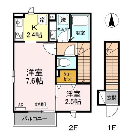 サンクタス OMORI(2K/2階)の間取り写真