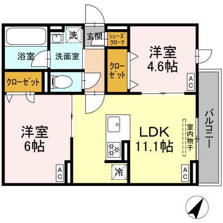 セレスティア細田A(2LDK/2階)の間取り写真