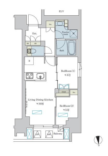 BRILLIA IST 浅草(2LDK/6階)の間取り写真