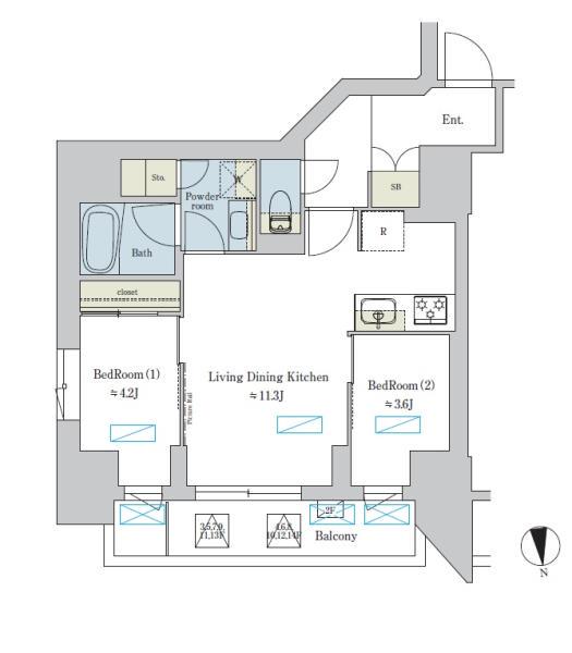 BRILLIA IST 浅草(2LDK/6階)の間取り写真