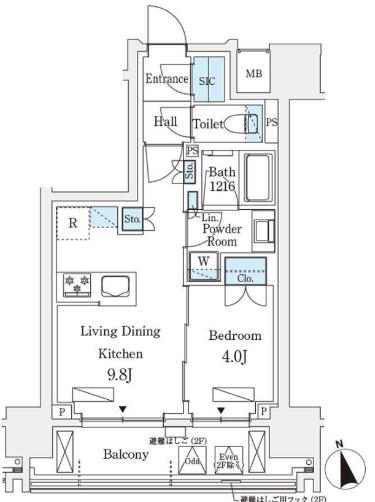 シーズンフラッツ浅草六丁目(1LDK/13階)の間取り写真