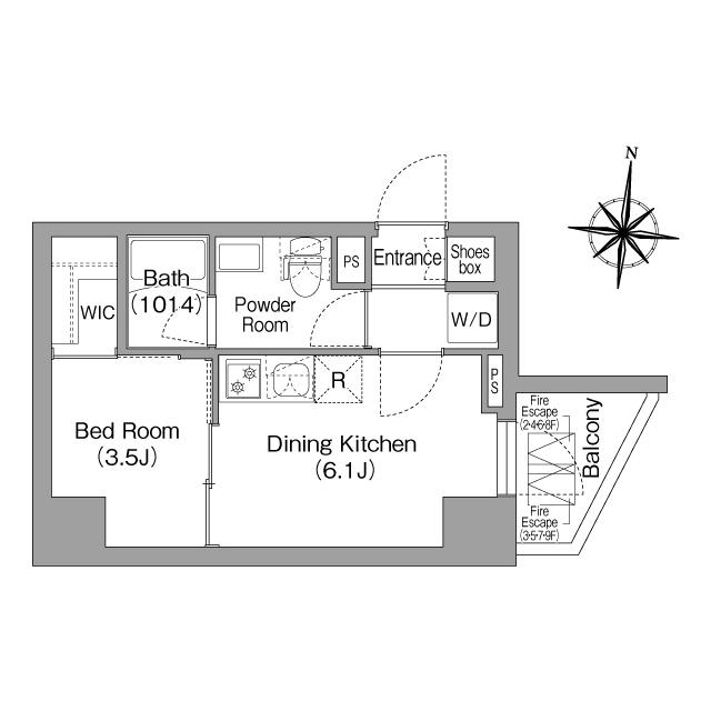 コンフォリア・リヴ木場イーストⅠ(1DK/6階)の間取り写真