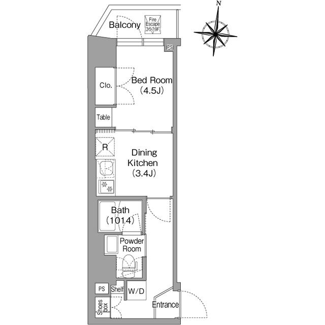 コンフォリア・リヴ木場イーストⅠ(1K/4階)の間取り写真