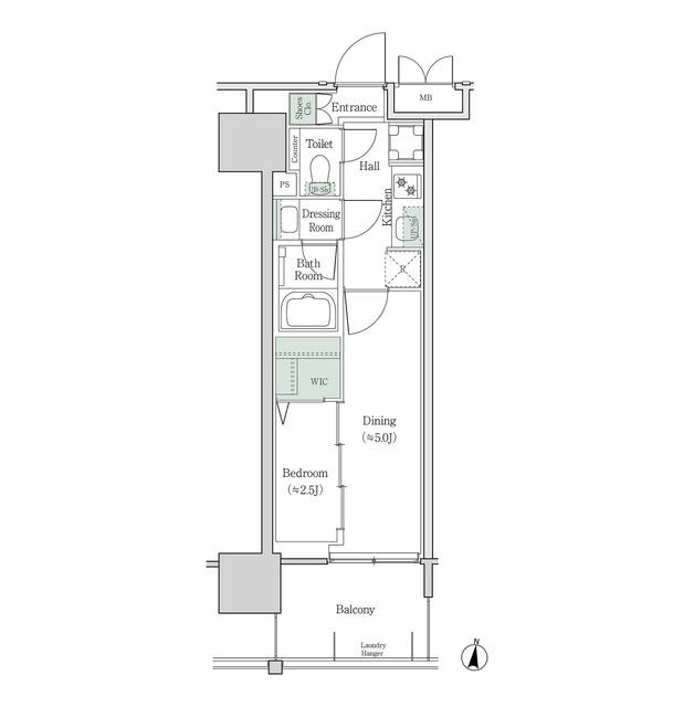 ブルックサイドレジデンス木場(2K/8階)の間取り写真