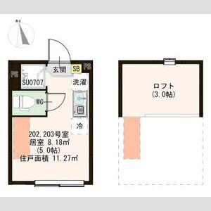 総武・中央緩行線 亀戸駅 徒歩9分 2階建 築3年(ワンルーム/2階)の間取り写真