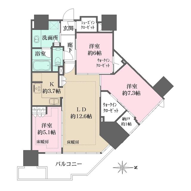 グランドシティタワー月島(3LDK/20階)の間取り写真