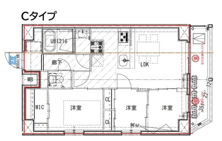ESーGRANDE大島ガーデンテラス(3LDK/4階)の間取り写真