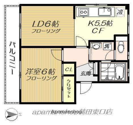 パークハイムA(1LDK/2階)の間取り写真