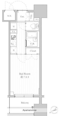 スペーシア梅屋敷(1K/10階)の間取り写真