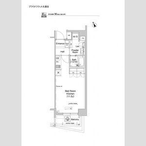 プラウドフラット大森Ⅲ(ワンルーム/2階)の間取り写真