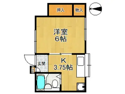 高田荘(1K/2階)の間取り写真