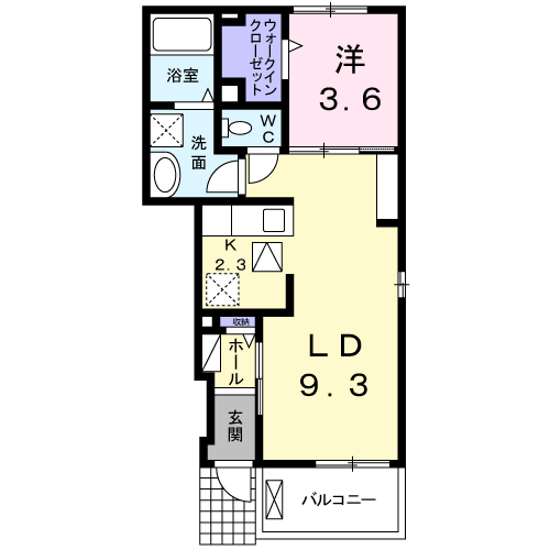 オーヴェスト多摩川(1LDK/1階)の間取り写真