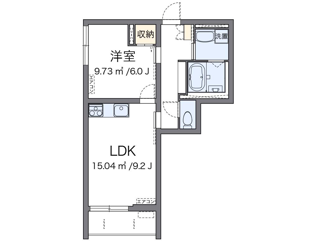 クレイノアウリィ仲六郷(1LDK/1階)の間取り写真