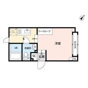 LAPIS大井町Ⅱ(1K/1階)の間取り写真