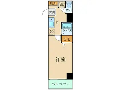 プレール三田(1K/5階)の間取り写真