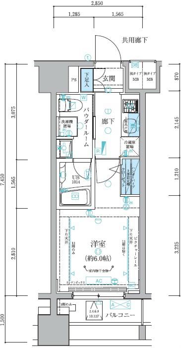 メインステージ平和島Ⅱ(1K/4階)の間取り写真