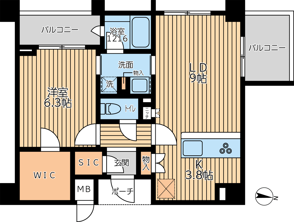 CITY SPIRE池上(1LDK/2階)の間取り写真
